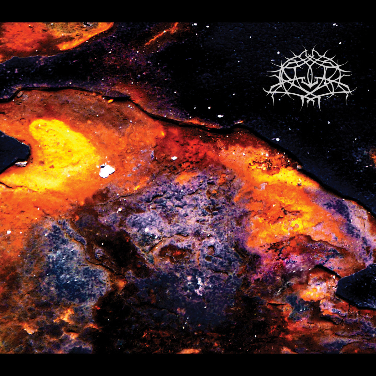 The album cover of Krallice's 2012 album titled Years Past Matter, featuring the band logo over a volcanic rock bed.